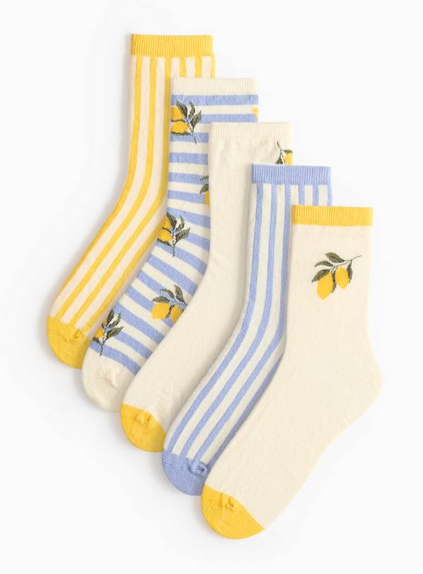 Printed Ankle Socks 5 Pack 4-8